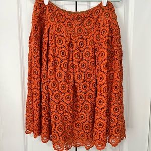 2/$50!!! Anthropologie Tuberose orange lace skirt like new boho vintage feel